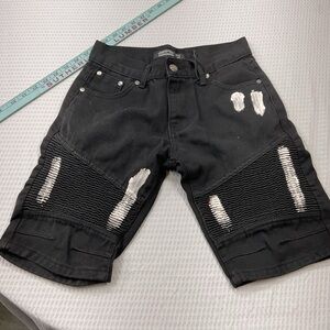 Trendy Black Distressed Kids Shorts
